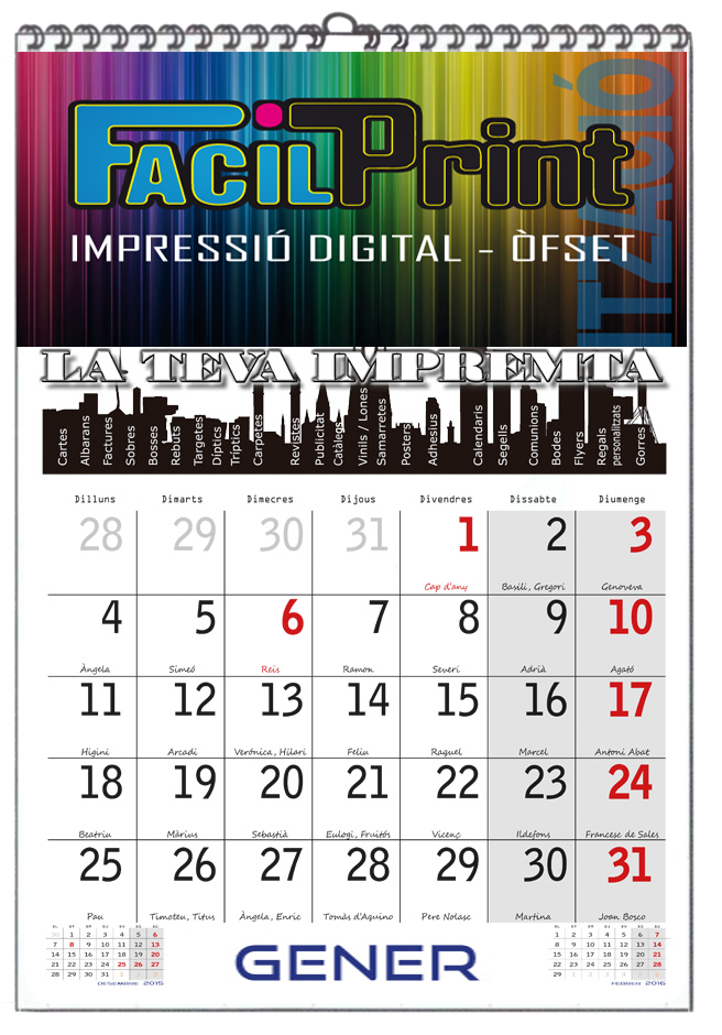 Calendarios de Pared